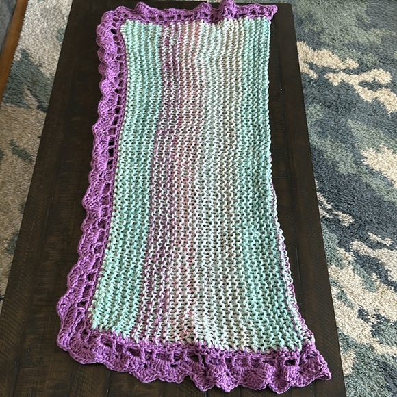Handmade 40 x 38” Crochet Throw Lap or Baby Blanket Handmade Nursery Shower Gift - Picture 11 of 16